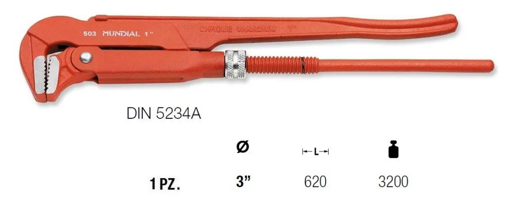 0503.062 GIRATUBO SVEDESE 90° - acciaio chrom-vanadium finitura verniciata - Lunghezza 620 mm