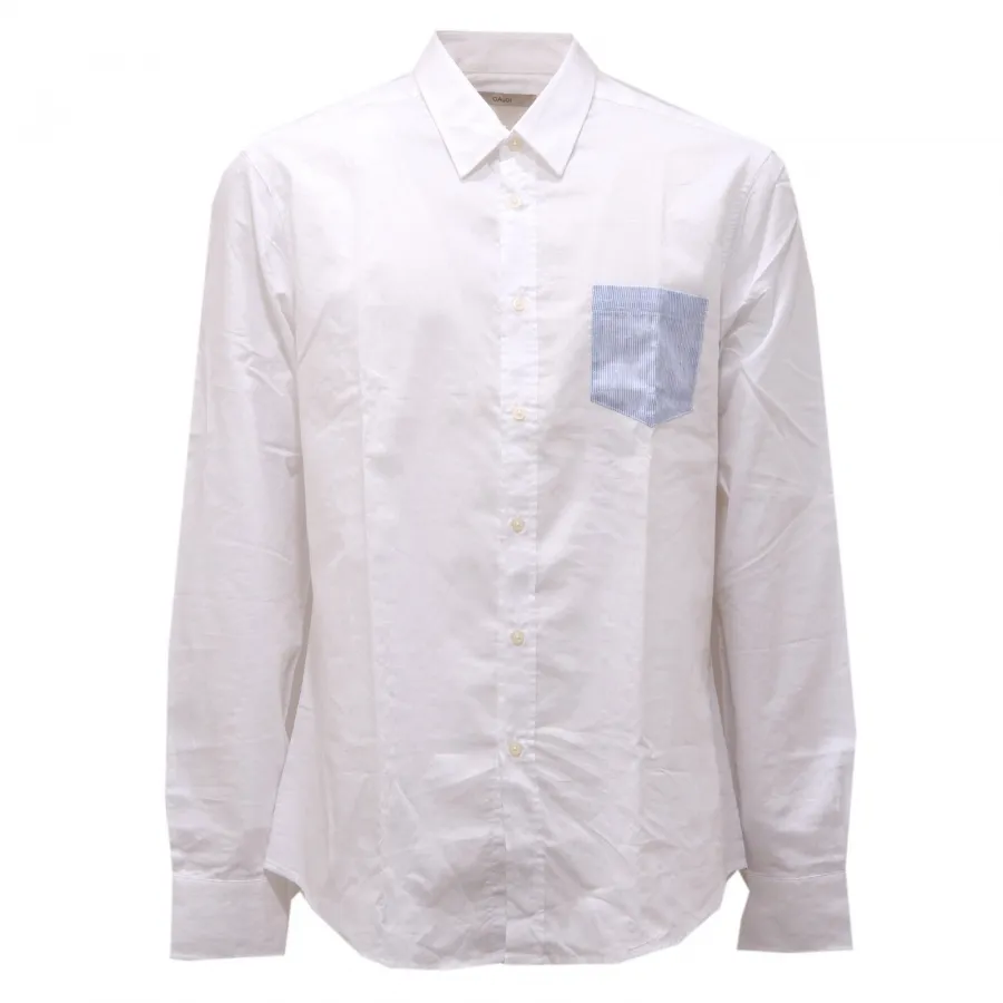 0964AG camicia uomo GAUDI' white cotton textured shirt man