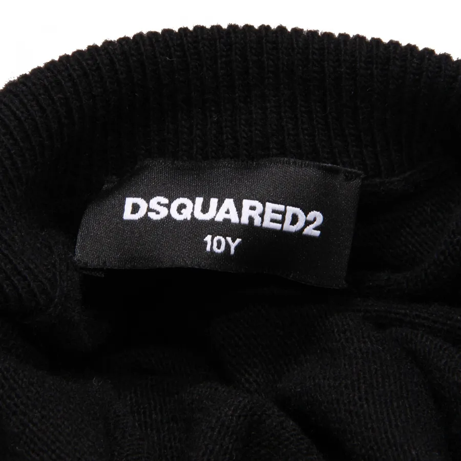 1703AF maglione bimbo boy DSQUARED2 black wool/viscose turtleneck sweater kid
