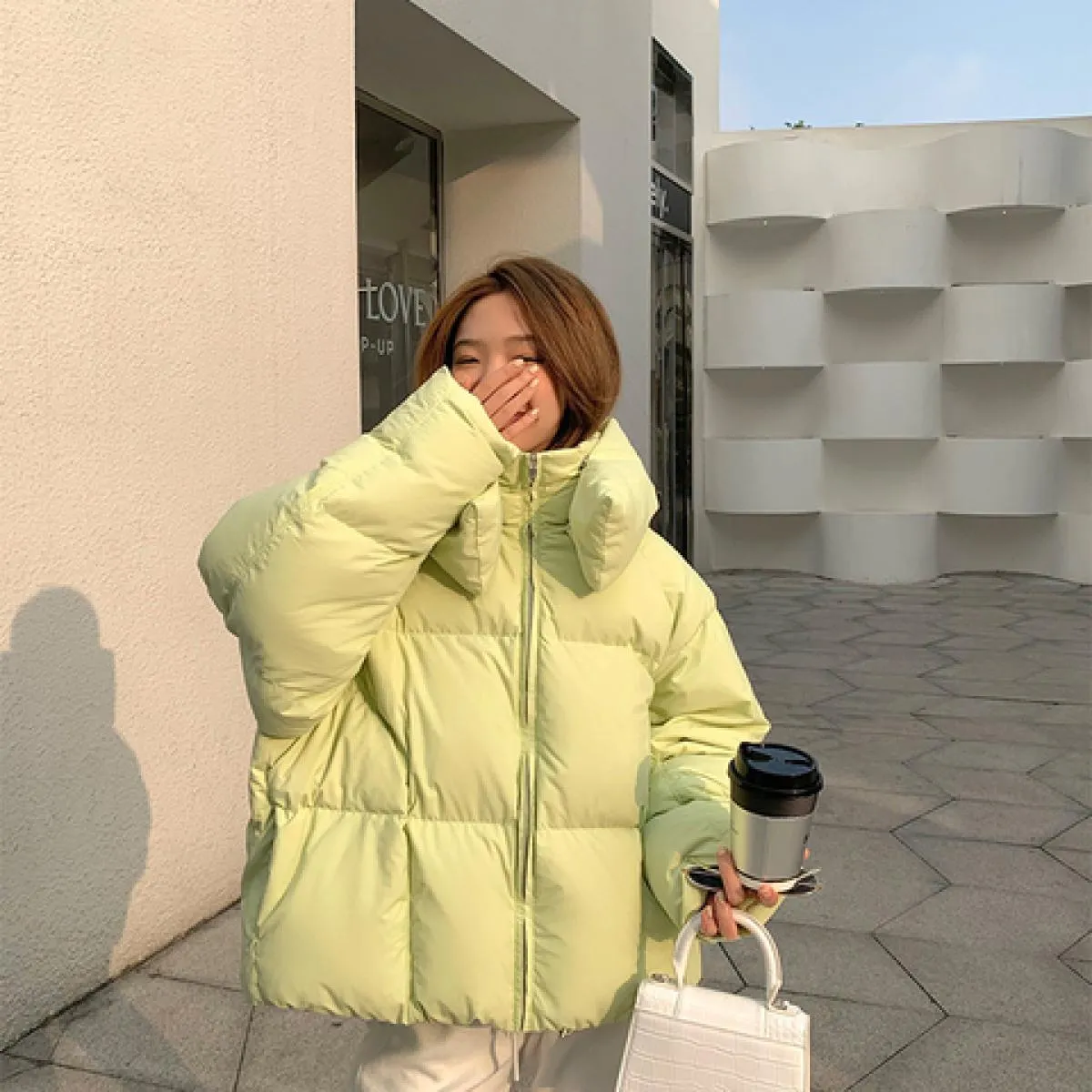 2022 inverno chic con cappuccio piumino in cotone piumino Parka cappotti da donna sciolto solido addensare giacca calda femminil