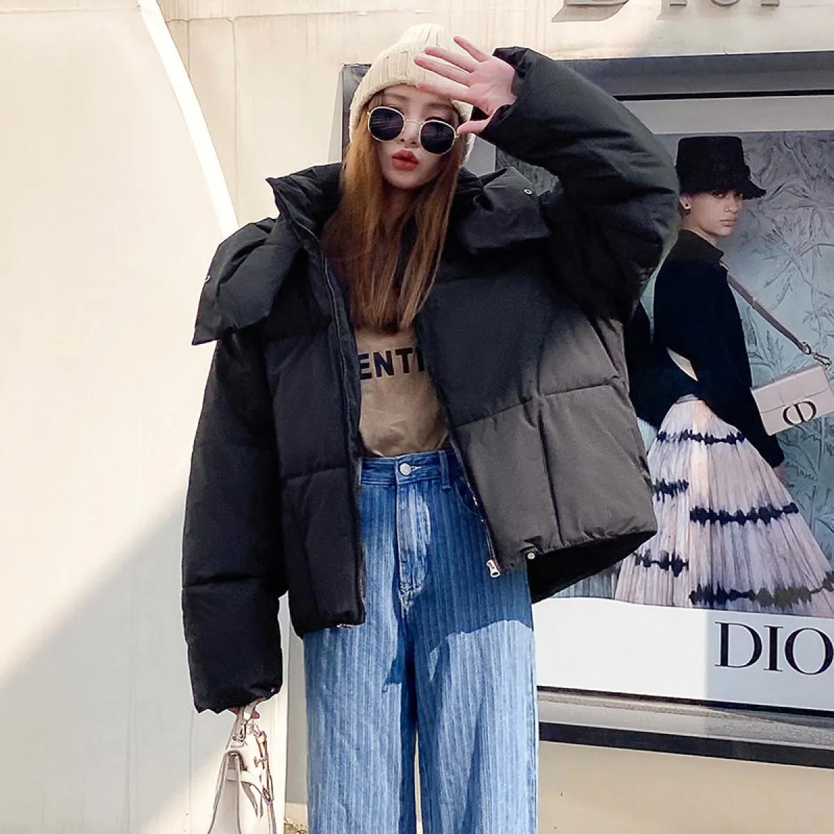 2022 inverno chic con cappuccio piumino in cotone piumino Parka cappotti da donna sciolto solido addensare giacca calda femminil
