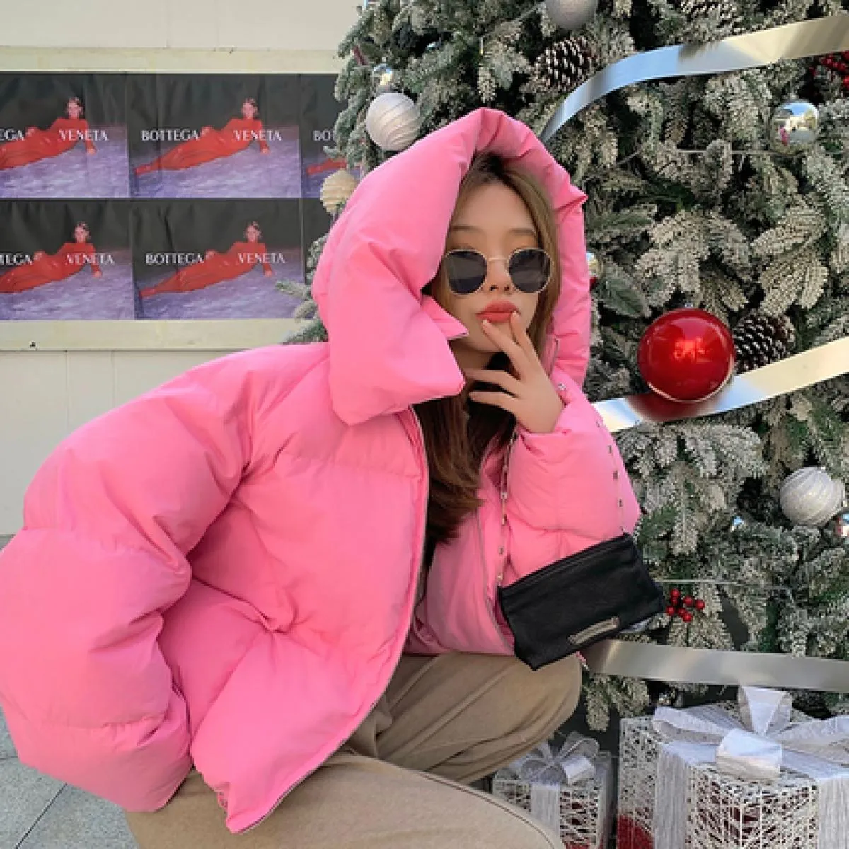 2022 inverno chic con cappuccio piumino in cotone piumino Parka cappotti da donna sciolto solido addensare giacca calda femminil