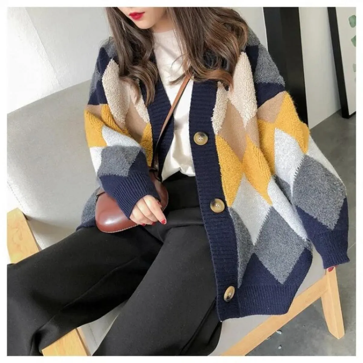 2023 Nuovo maglione cardigan da donna maglioni larghi a maglia spessa