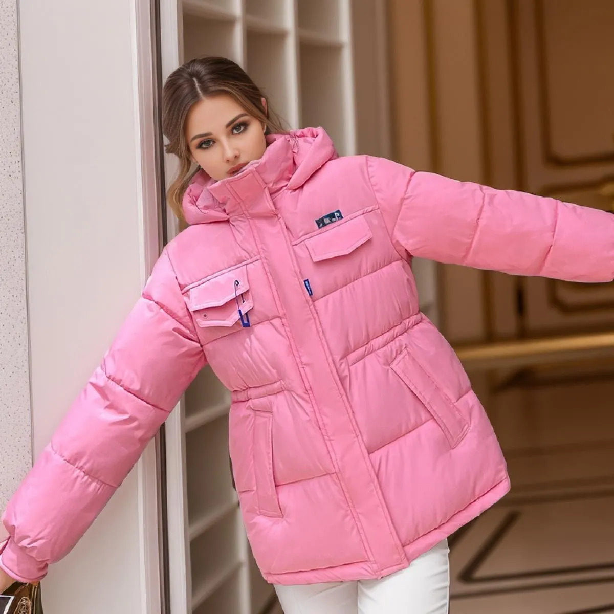 2023 piumino invernale in cotone da donna con cerniera sciolto Parka cappotto moda femminile solido ispessito piumino caldo con