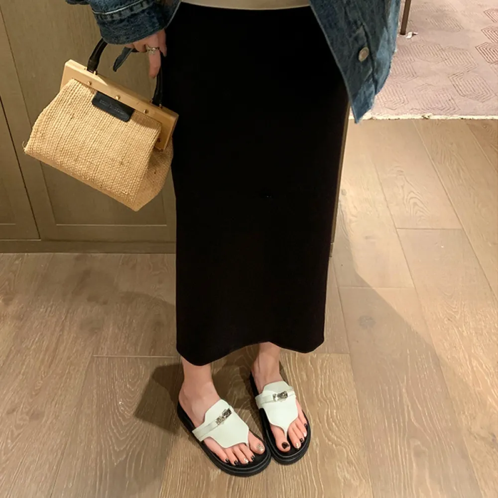 2024 Nuove infradito estive da donna, infradito con fibbia con suola spessa, infradito casual da donna, capispalla estivi