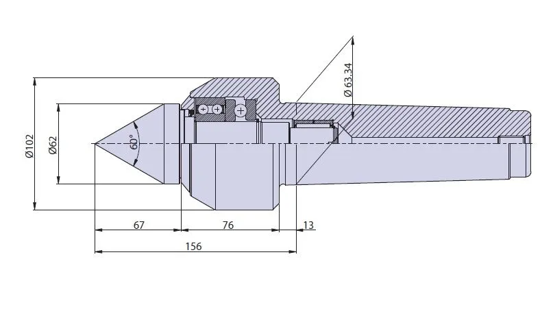 50016 Nuova PTM Contropunta rotante tipo CNE6/S per cono morse CM6, carico MEDIO Max radiale e assiale daN 3500, Giri 3000