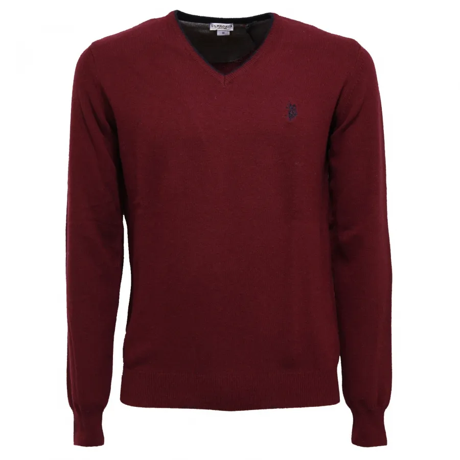 6810K maglione uomo U.S. POLO ASSN. bordeaux wool/cashmere sweater man