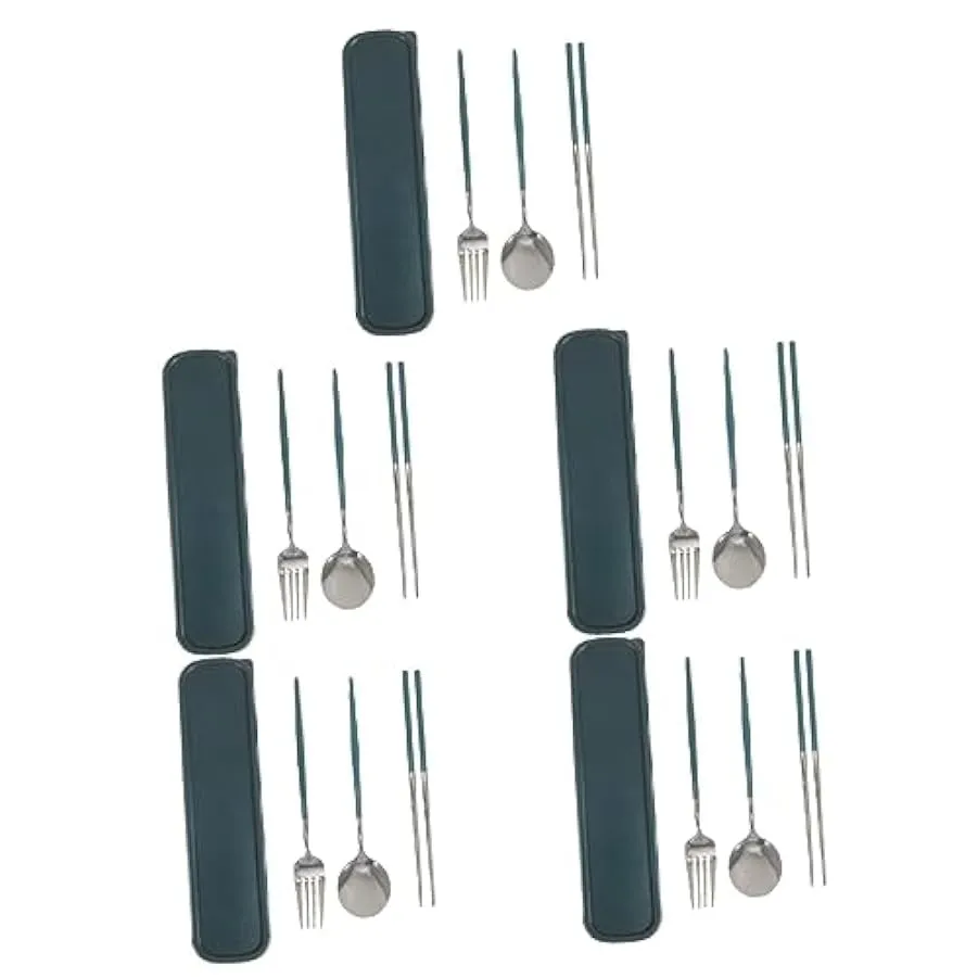 Abaodam 5 Set Set Da Tavola Tre Pezzi Kit Abito Stoviglie Da Viaggio Posate Da Zaino in Spalla Posate Da Viaggio Stoviglie Per E