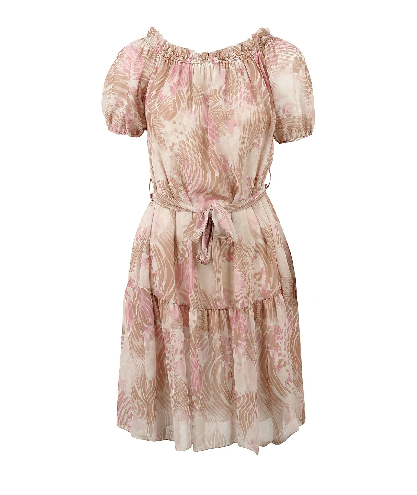 Abito beige con voile