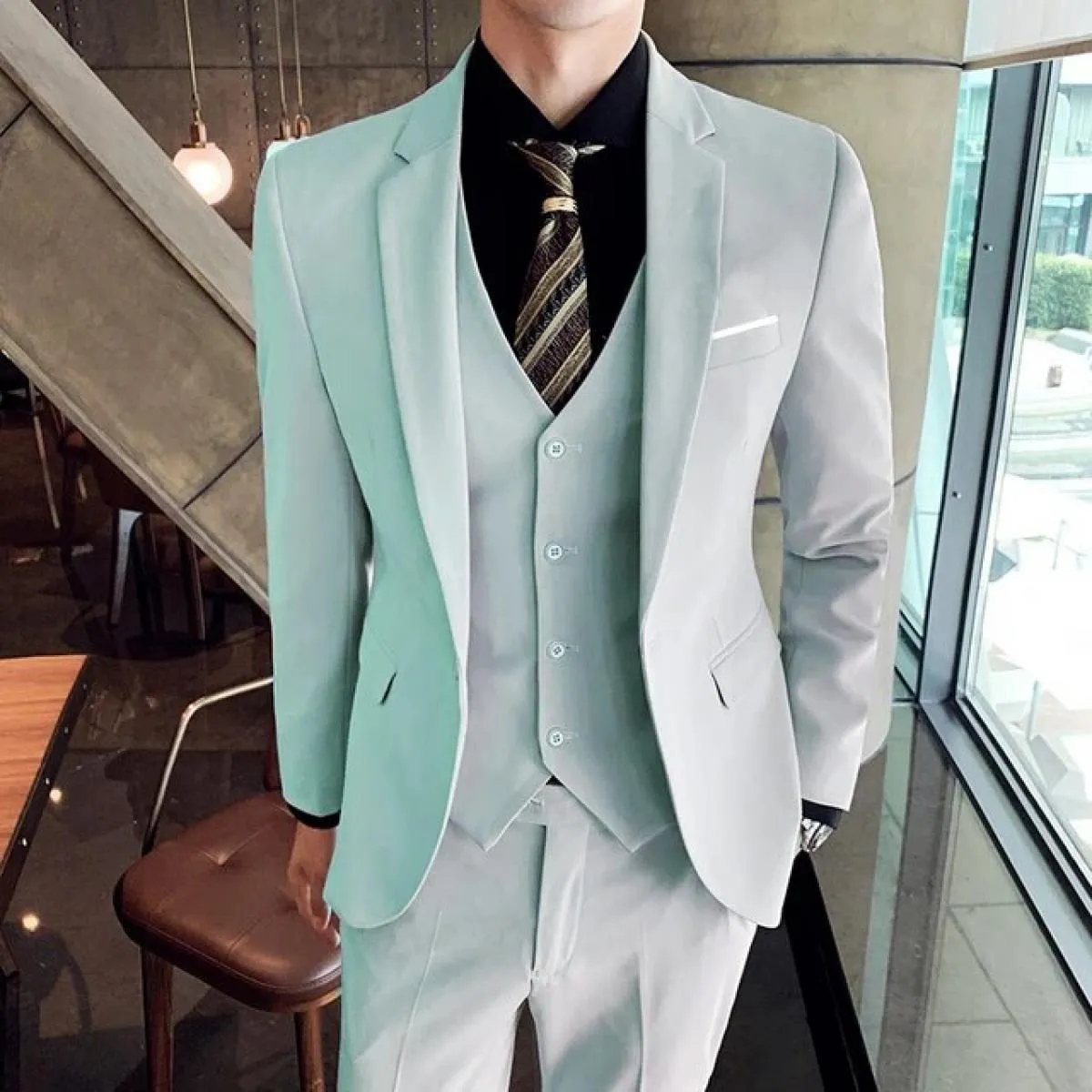 Abito da sposo maschile da ballo per matrimonio slim fit smoking da uomo formale abito da lavoro 3 pezzi set giacca cappotto pan