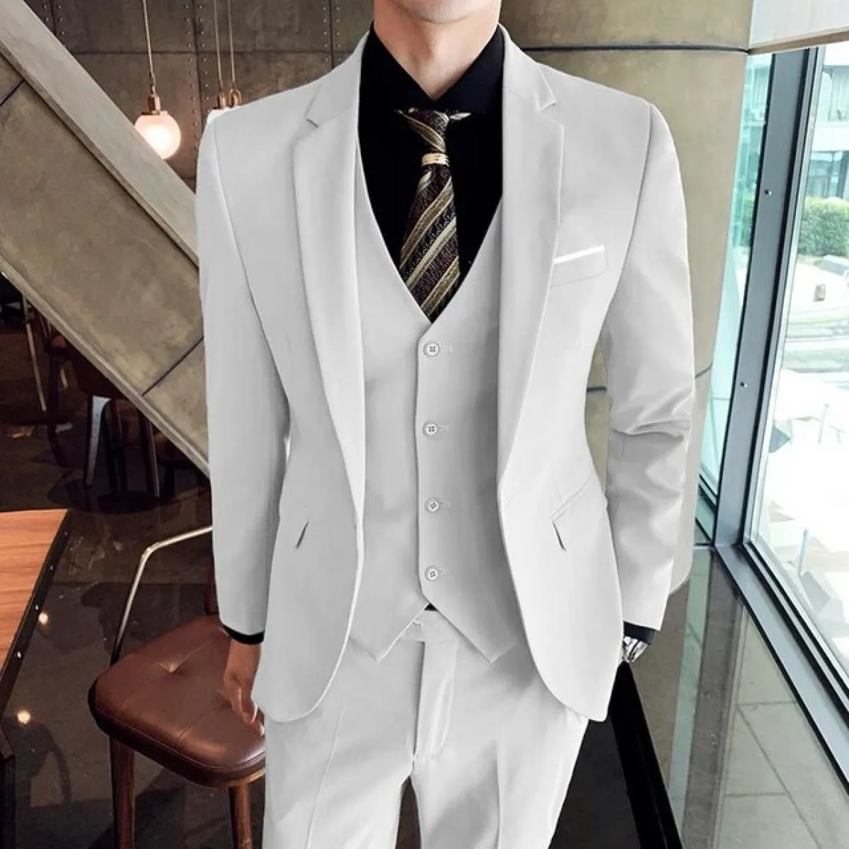 Abito da sposo maschile da ballo per matrimonio slim fit smoking da uomo formale abito da lavoro 3 pezzi set giacca cappotto pan