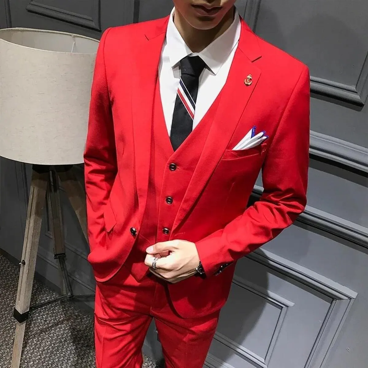 Abito da sposo maschile da ballo per matrimonio slim fit smoking da uomo formale abito da lavoro 3 pezzi set giacca cappotto pan