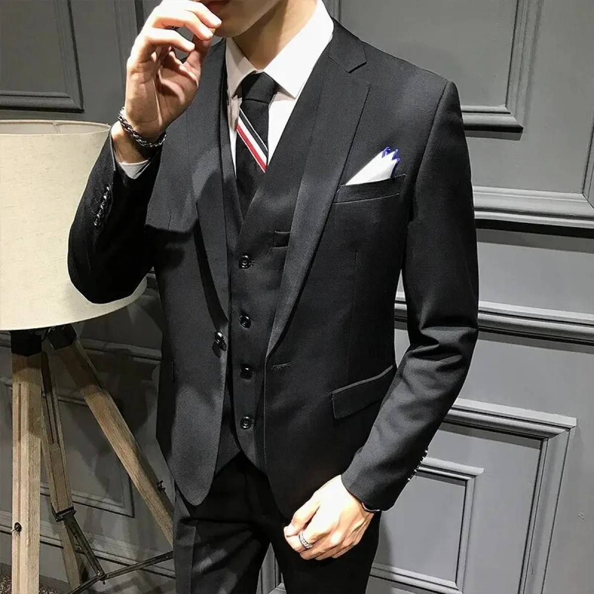 Abito da sposo maschile da ballo per matrimonio slim fit smoking da uomo formale abito da lavoro 3 pezzi set giacca cappotto pan