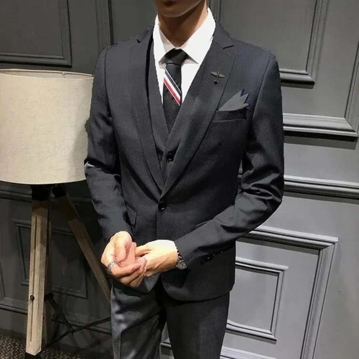 Abito da sposo maschile da ballo per matrimonio slim fit smoking da uomo formale abito da lavoro 3 pezzi set giacca cappotto pan