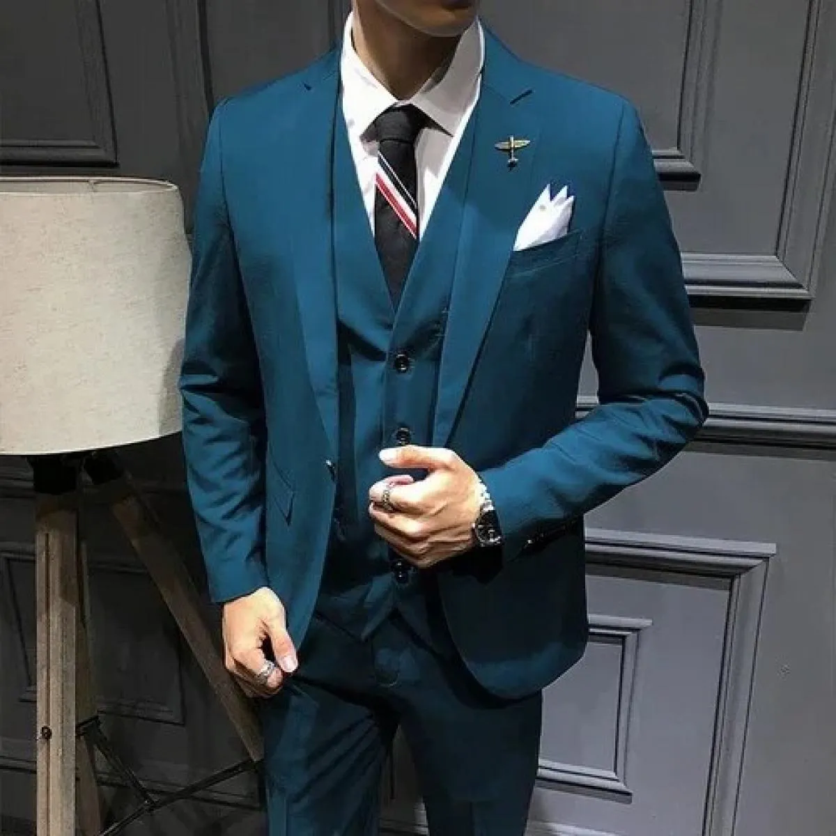 Abito da sposo maschile da ballo per matrimonio slim fit smoking da uomo formale abito da lavoro 3 pezzi set giacca cappotto pan