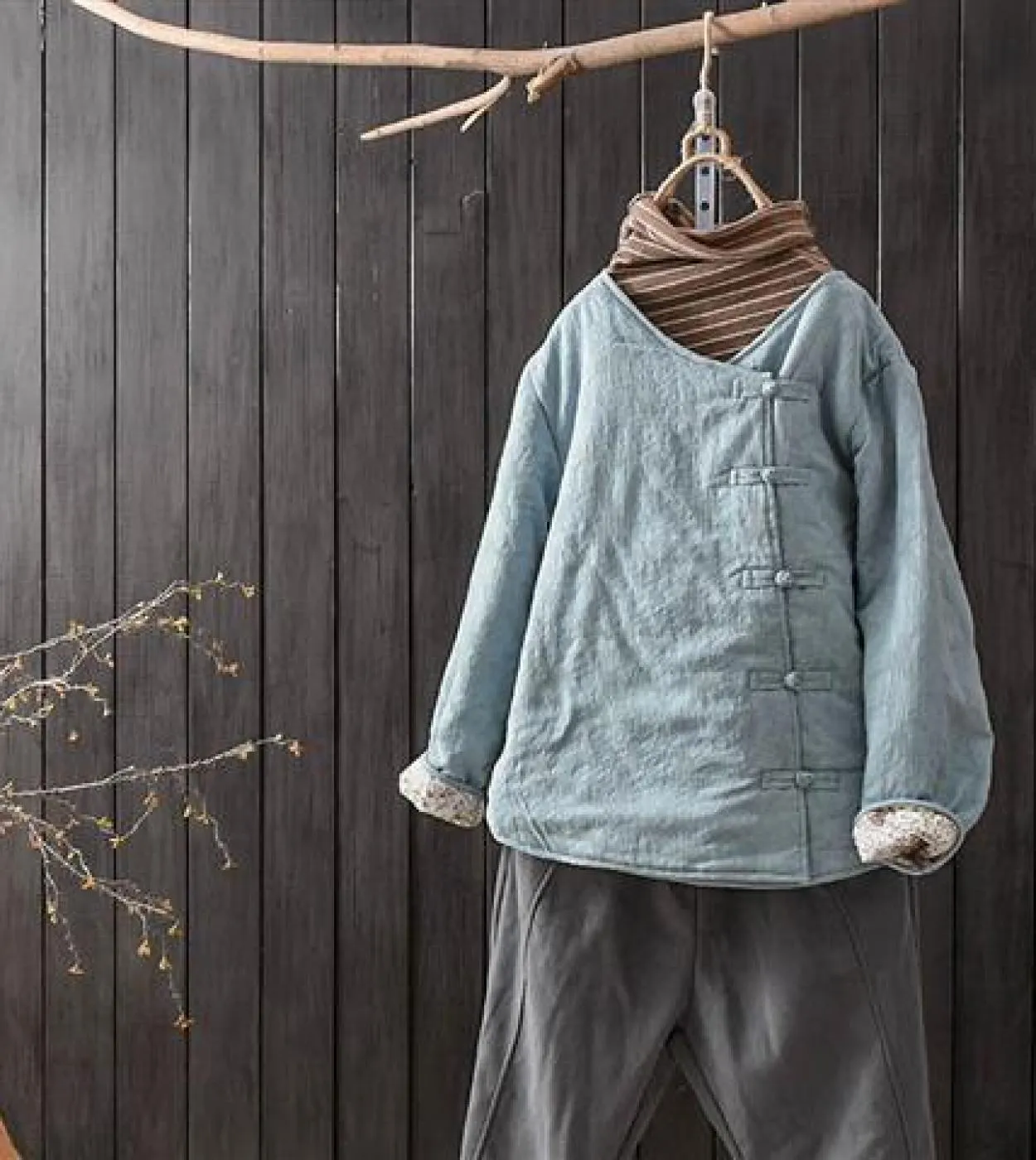 Autunno Inverno New Arts Style Donna manica lunga allentato casual cappotto vintage monopetto addensato cotone caldo giacche V7