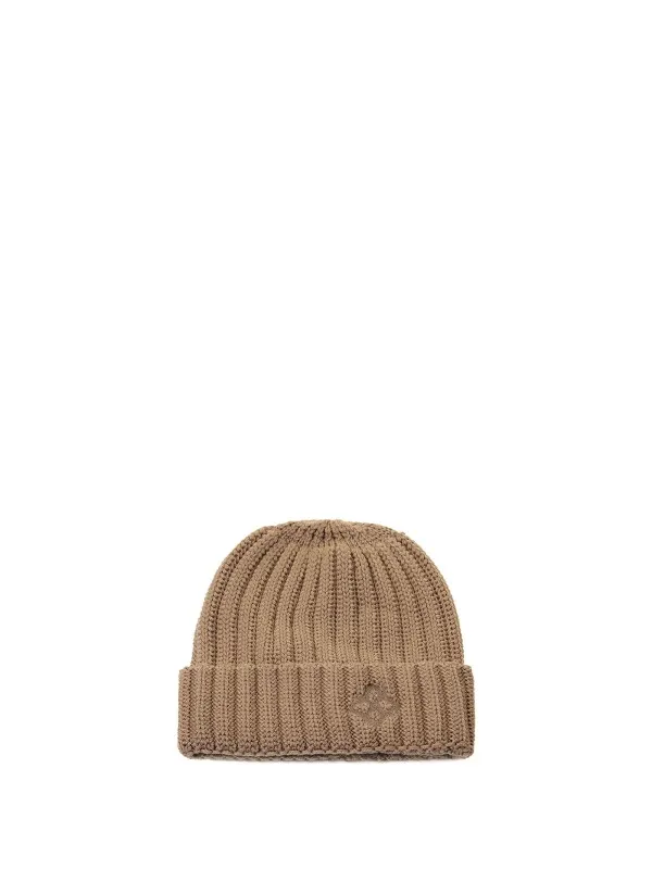 Beige ribbed beanie
