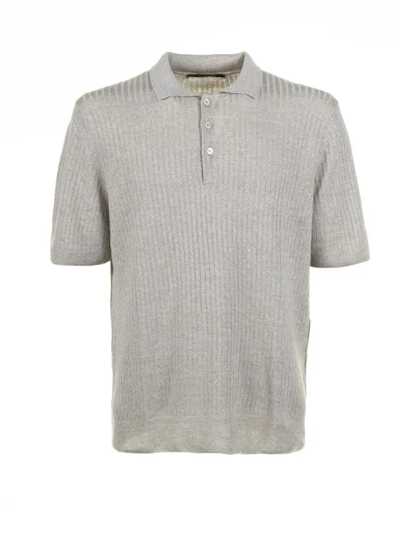 Beige short-sleeved polo shirt
