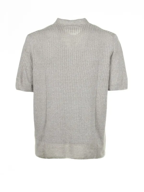 Beige short-sleeved polo shirt