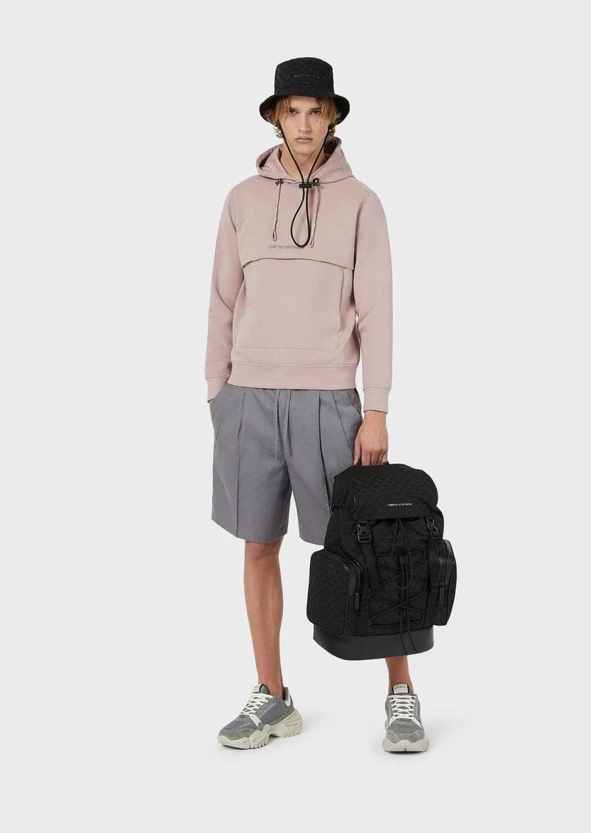 Bermuda con coulisse in twill di lana e lino