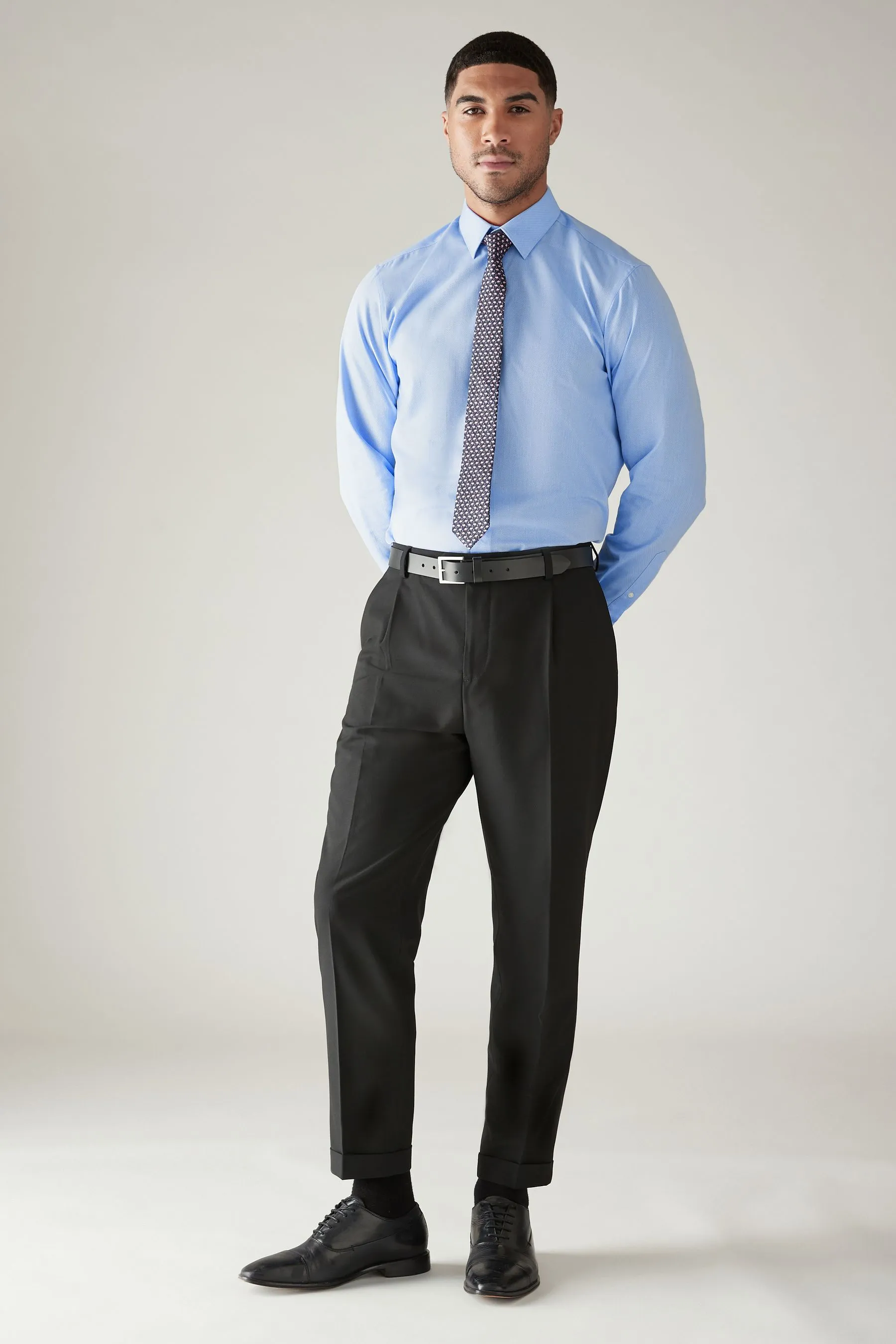 Bianco/Blu  - Set camicia e cravatta 2 Confezione