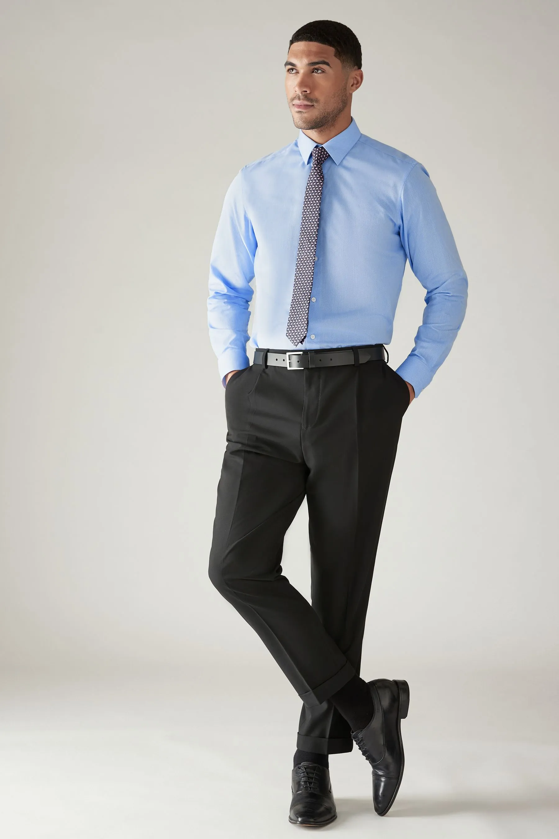 Bianco/Blu  - Set camicia e cravatta 2 Confezione
