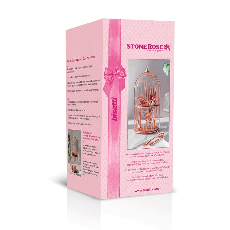 Bisetti Set 24 pz. Posate con porta posate a gabbietta 
