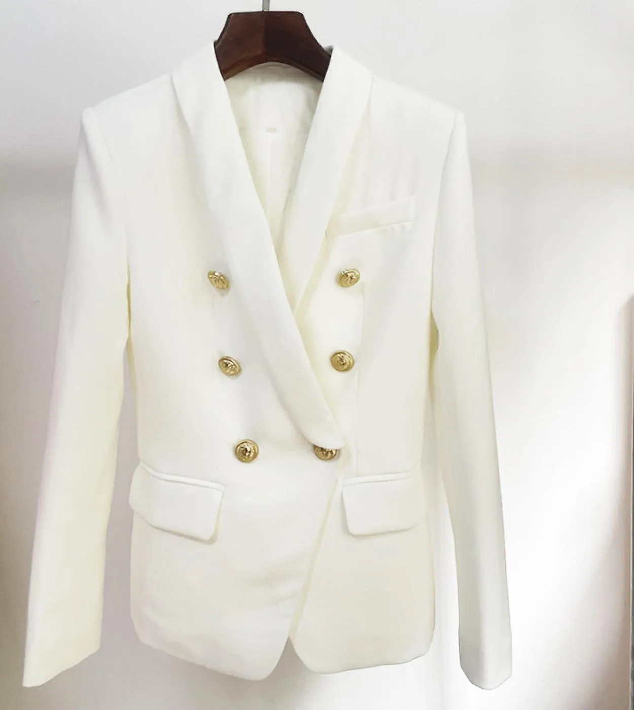Blazer bianco Blazer da donna con bottoni dorati Giacca da cappotto rosa Blazer da donna in oro rosa Blazer da donna