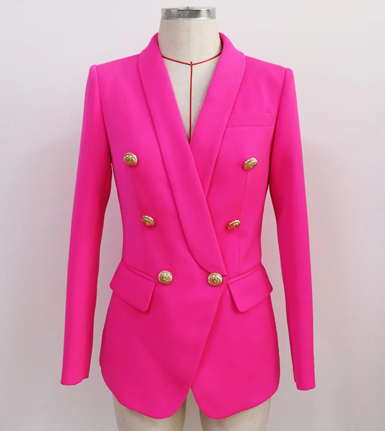 Blazer bianco Blazer da donna con bottoni dorati Giacca da cappotto rosa Blazer da donna in oro rosa Blazer da donna