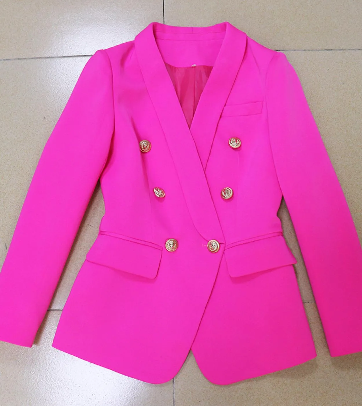 Blazer bianco Blazer da donna con bottoni dorati Giacca da cappotto rosa Blazer da donna in oro rosa Blazer da donna