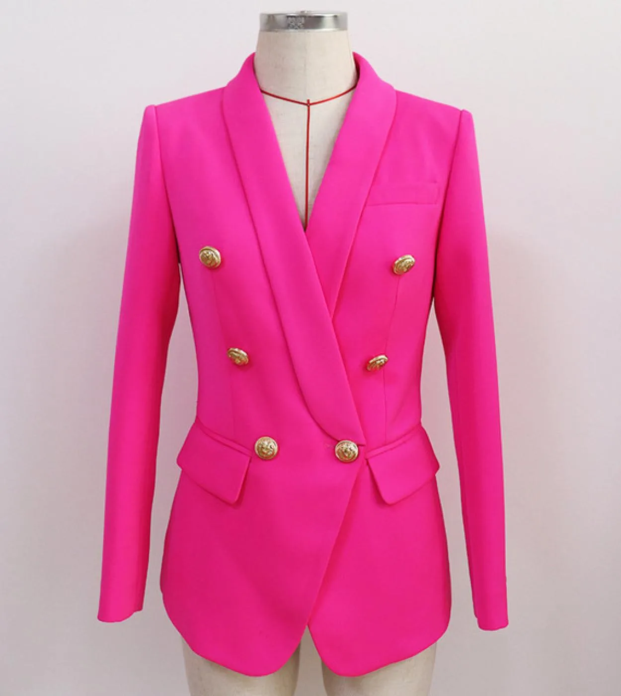 Blazer bianco Blazer da donna con bottoni dorati Giacca da cappotto rosa Blazer da donna in oro rosa Blazer da donna