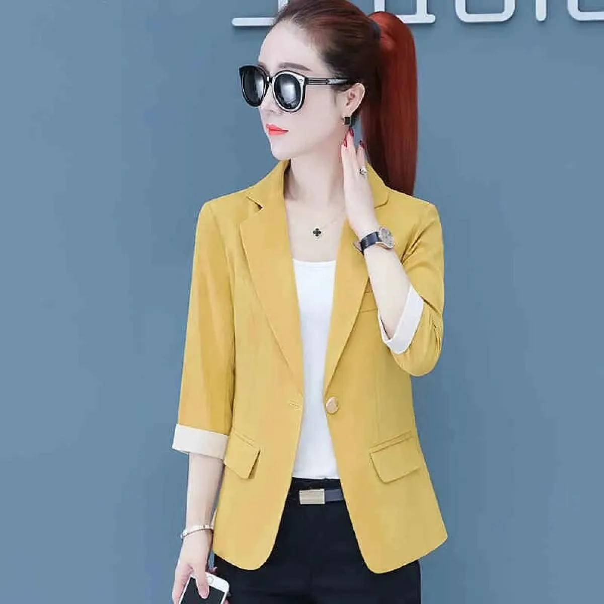 Blazer da donna 2023 nuova primavera estate moda manica a sette punti abito da donna da ufficio Casual blazer corto cappotto est