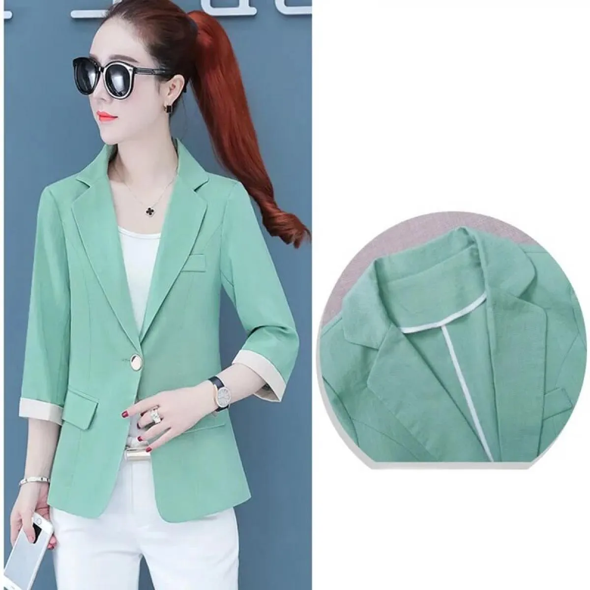 Blazer da donna 2023 nuova primavera estate moda manica a sette punti abito da donna da ufficio Casual blazer corto cappotto est