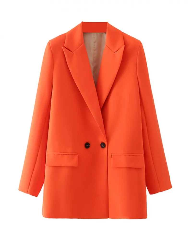 Blazer da ufficio chic da donna Blazer doppiopetto da donna Cappotto vintage Colletto dentellato Capispalla da donna a maniche l