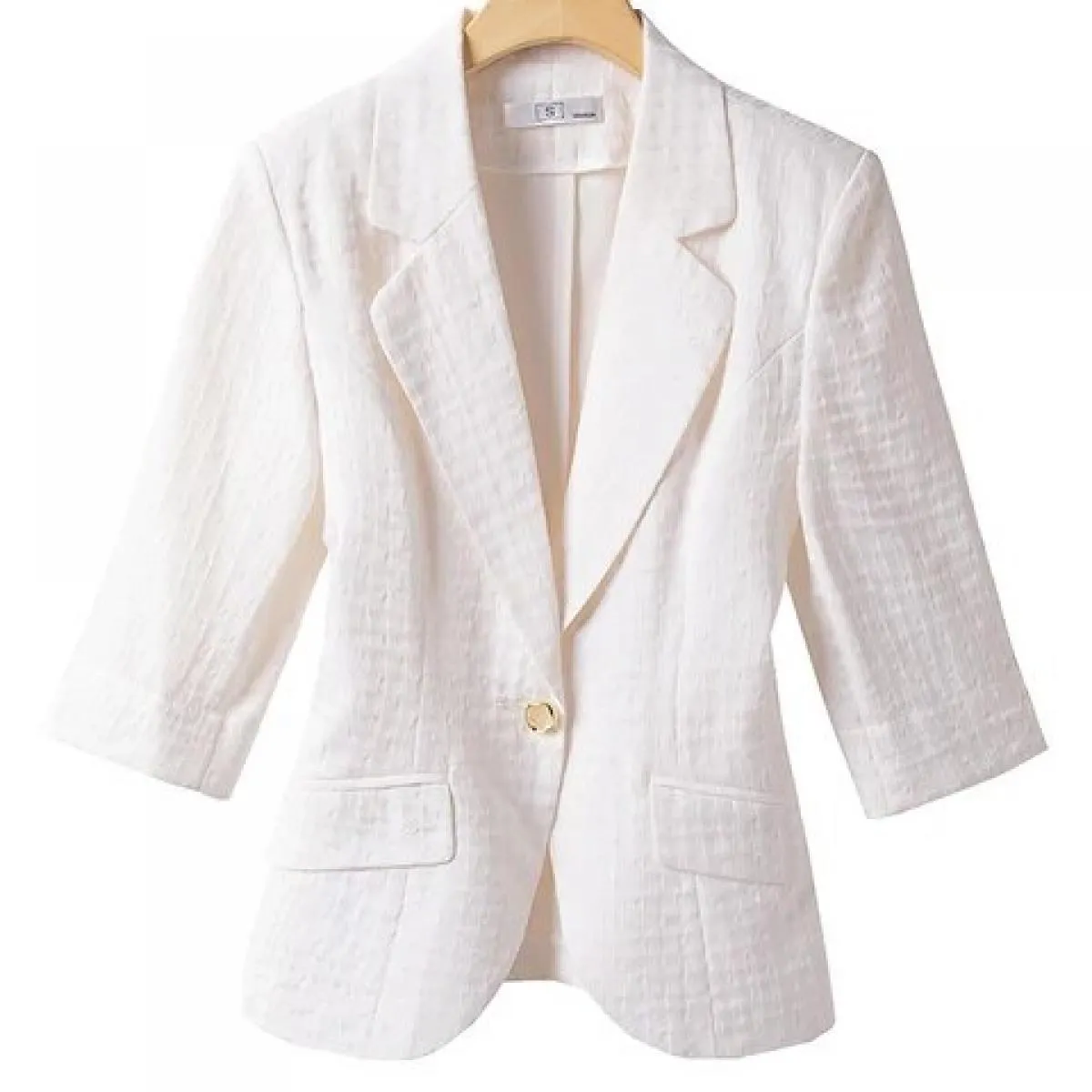 Blazer e giacca da donna a mezza manica e giacca da donna bianco nero albicocca giallo cappotto formale a bottone singolo femmin