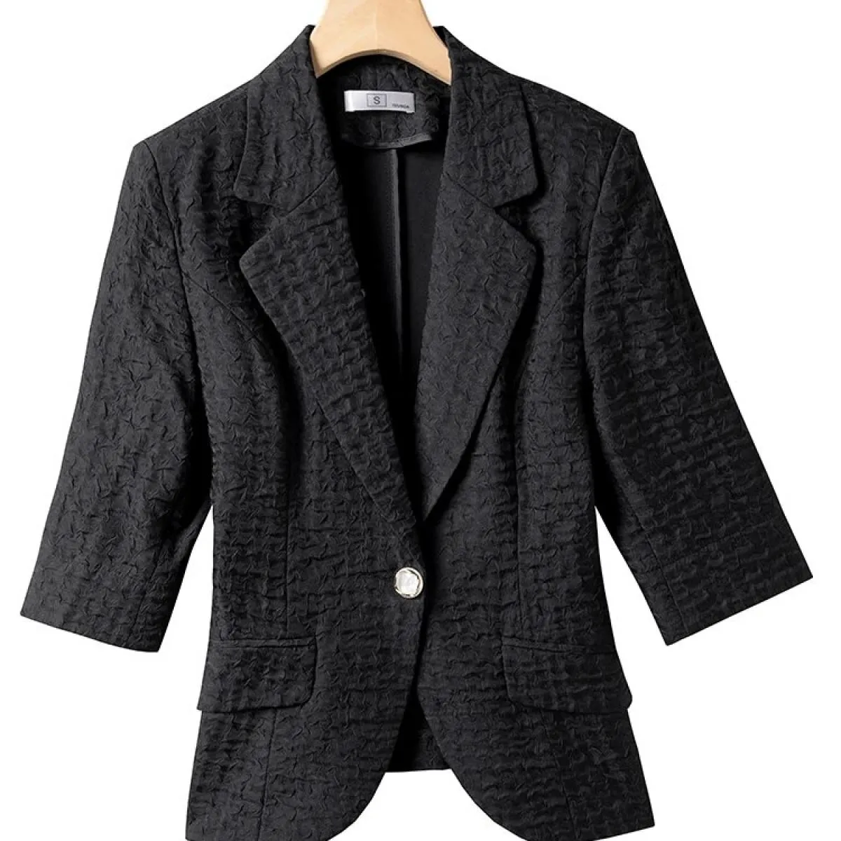 Blazer e giacca da donna a mezza manica e giacca da donna bianco nero albicocca giallo cappotto formale a bottone singolo femmin