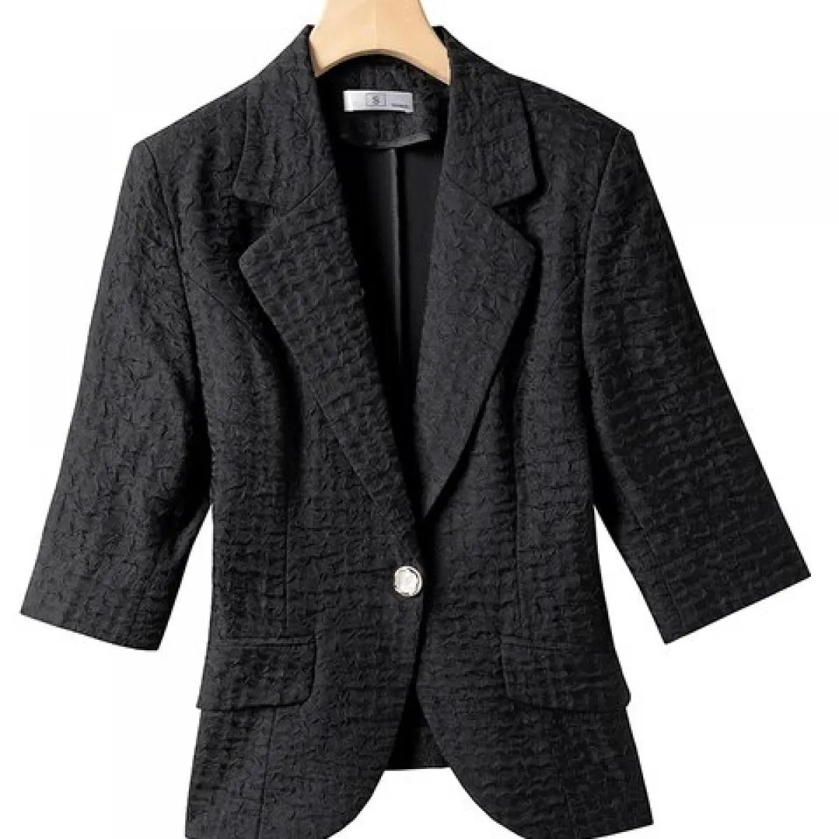Blazer e giacca da donna a mezza manica e giacca da donna bianco nero albicocca giallo cappotto formale a bottone singolo femmin