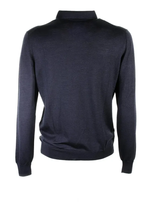 Blue long-sleeved polo shirt