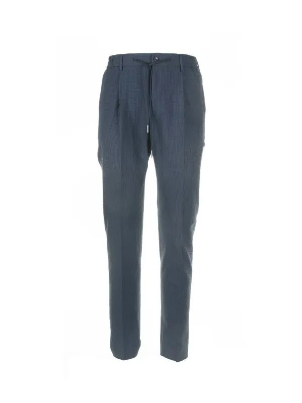 Blue trousers with drawstring