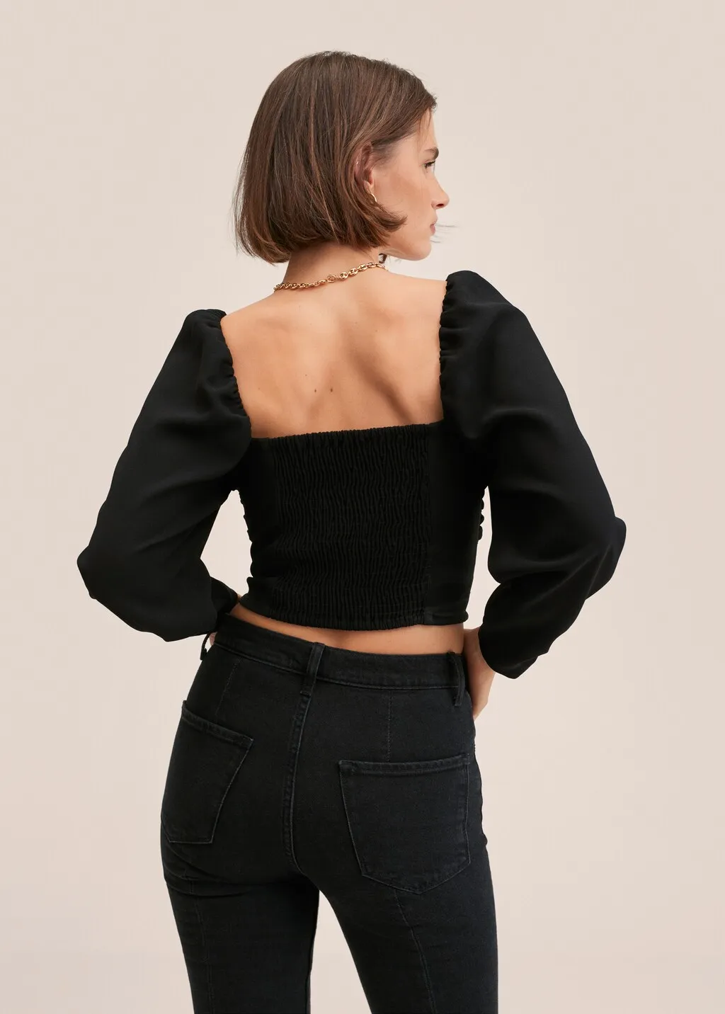 Blusa crop maniche a palloncino