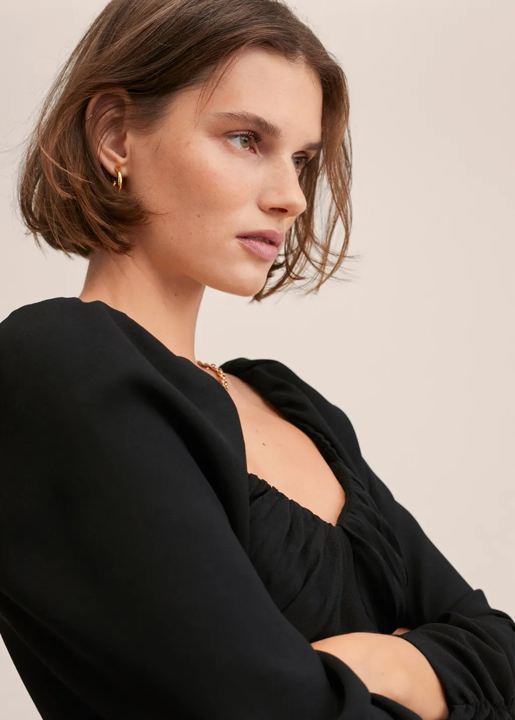 Blusa crop maniche a palloncino