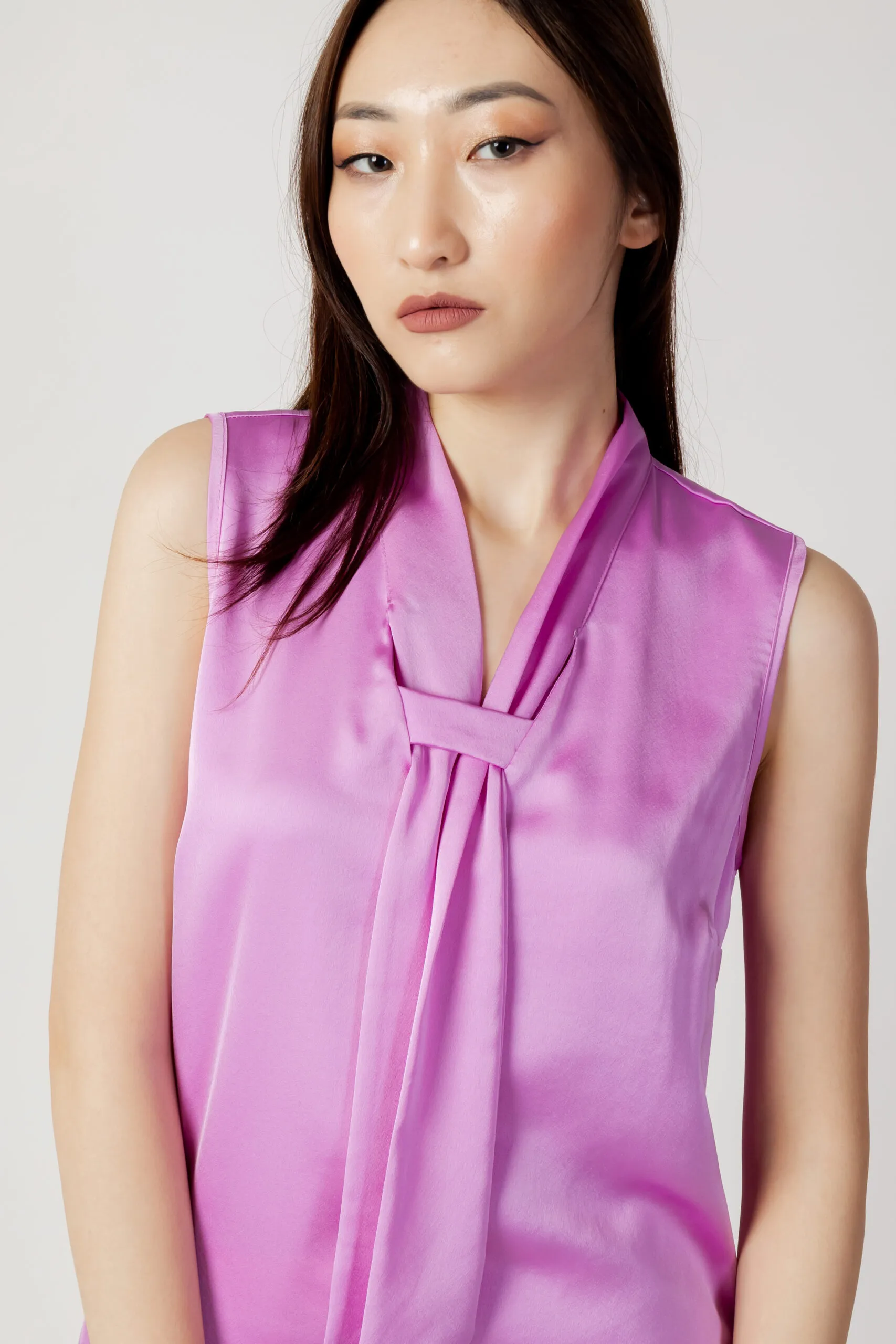 Blusa manica corta Sandro Ferrone cravatta Rosa