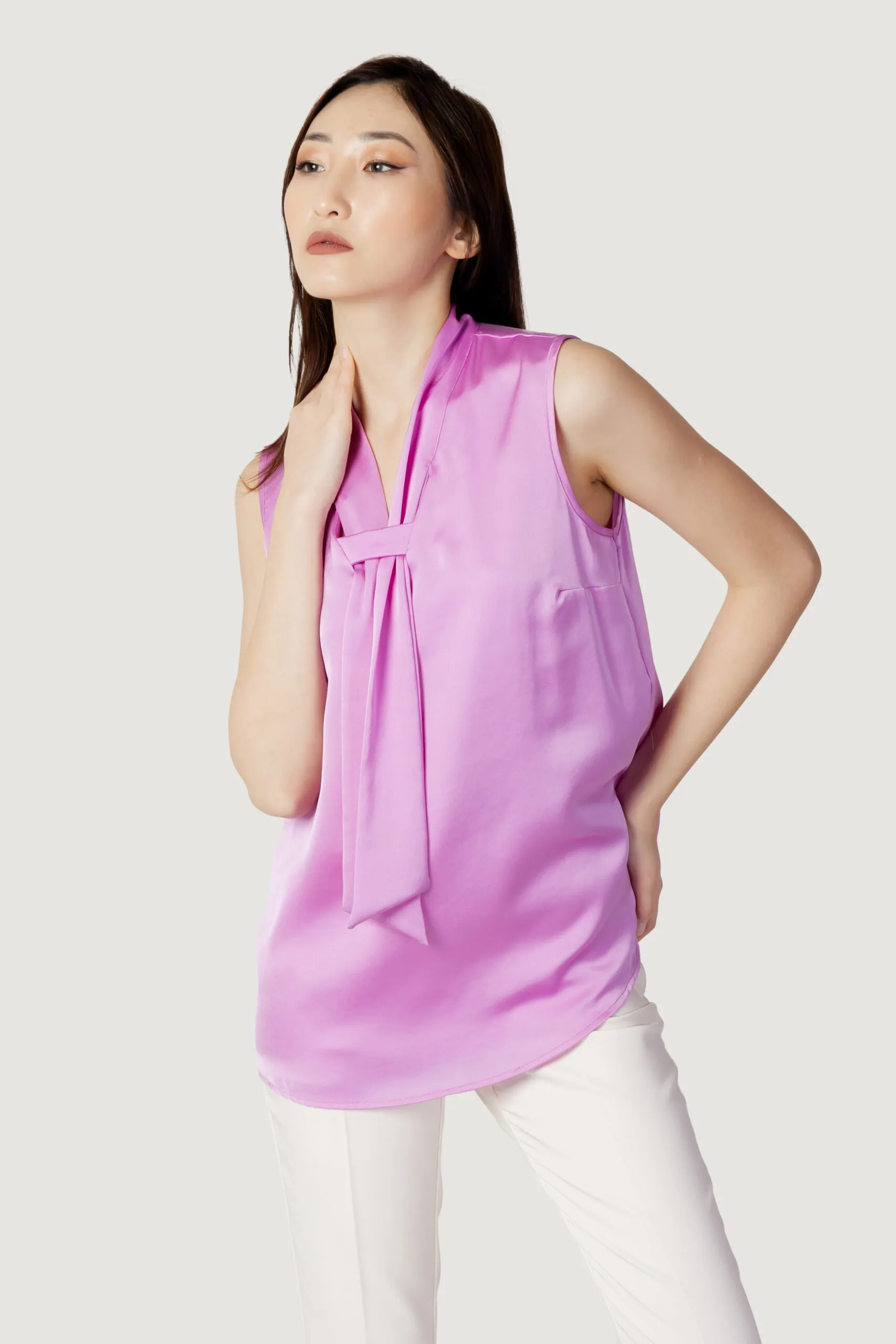 Blusa manica corta Sandro Ferrone cravatta Rosa