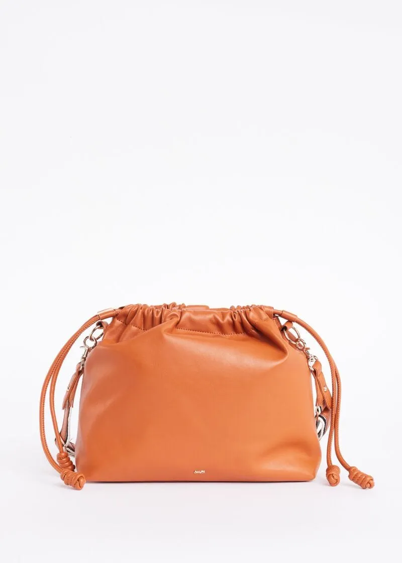 Borsa a secchiello con logo a rilievo