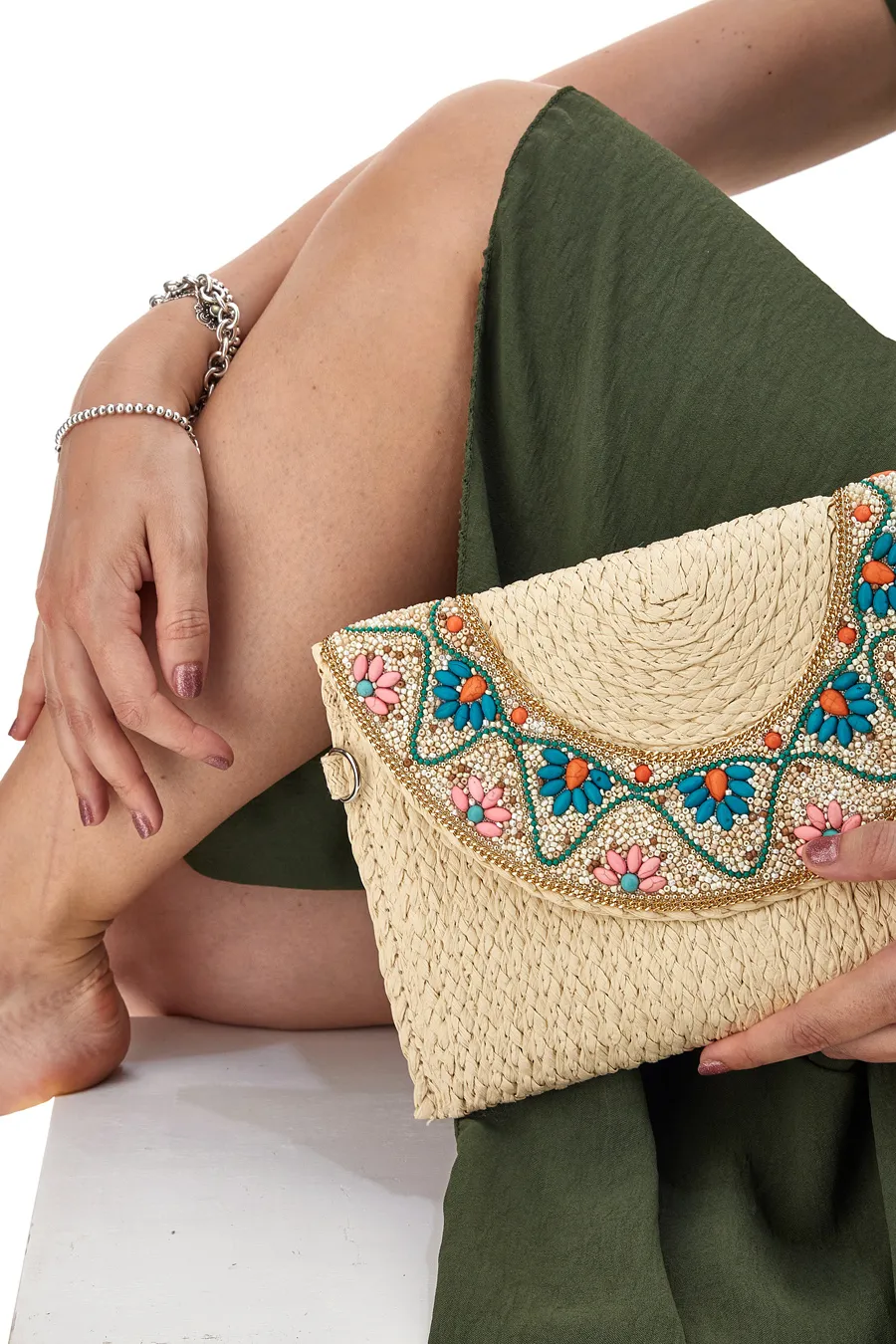 Borsa a Tracolla Beige in Rafia LWB 013
