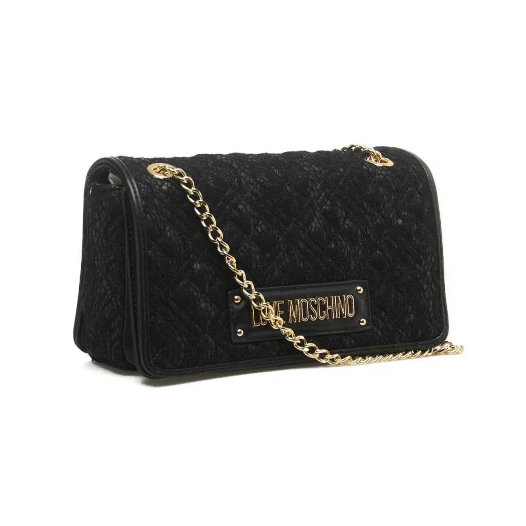 Borsa a tracolla con inserto in pizzo nero