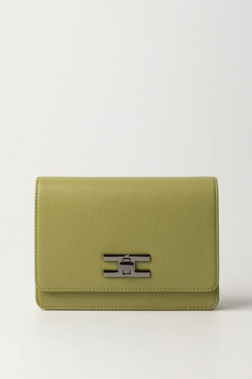 Borsa a tracolla con logo chiusura girello Pistacchio