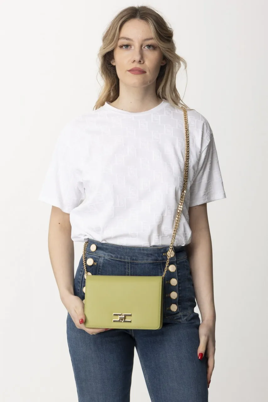 Borsa a tracolla con logo chiusura girello Pistacchio