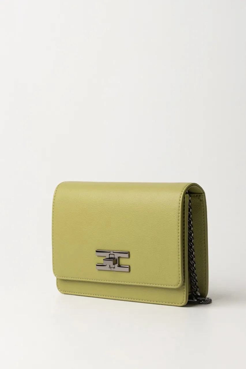 Borsa a tracolla con logo chiusura girello Pistacchio