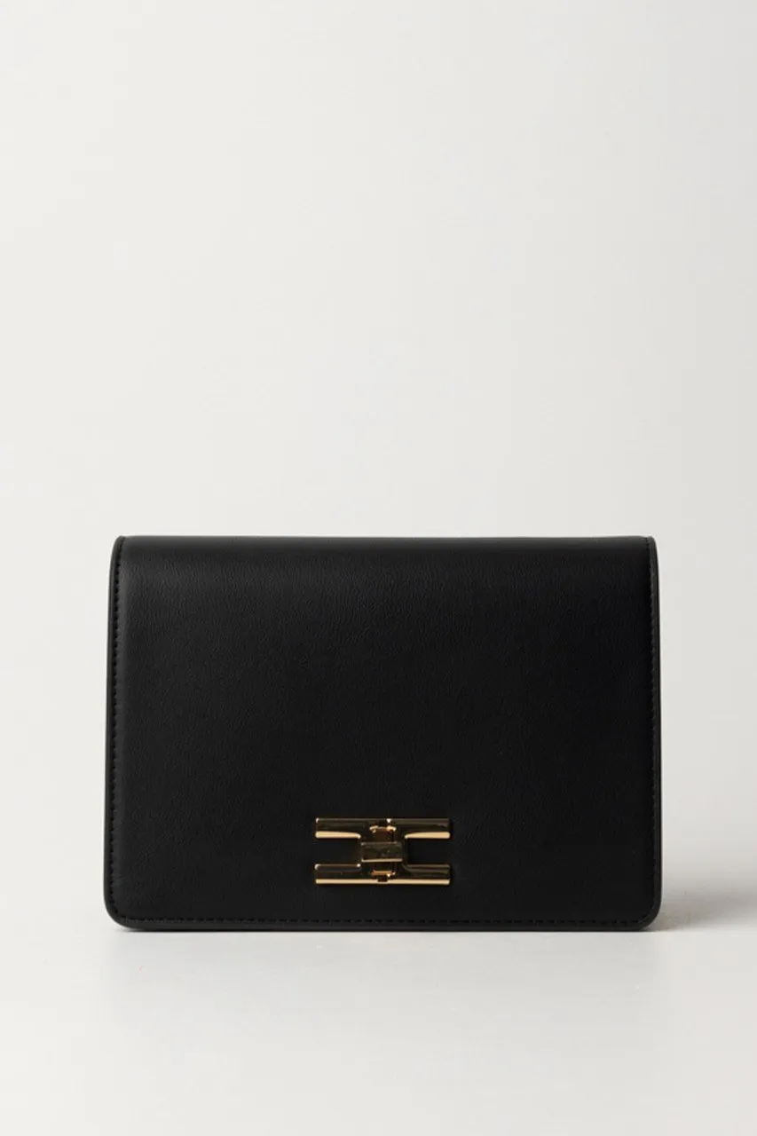 Borsa a tracolla con logo girello dorato Nero